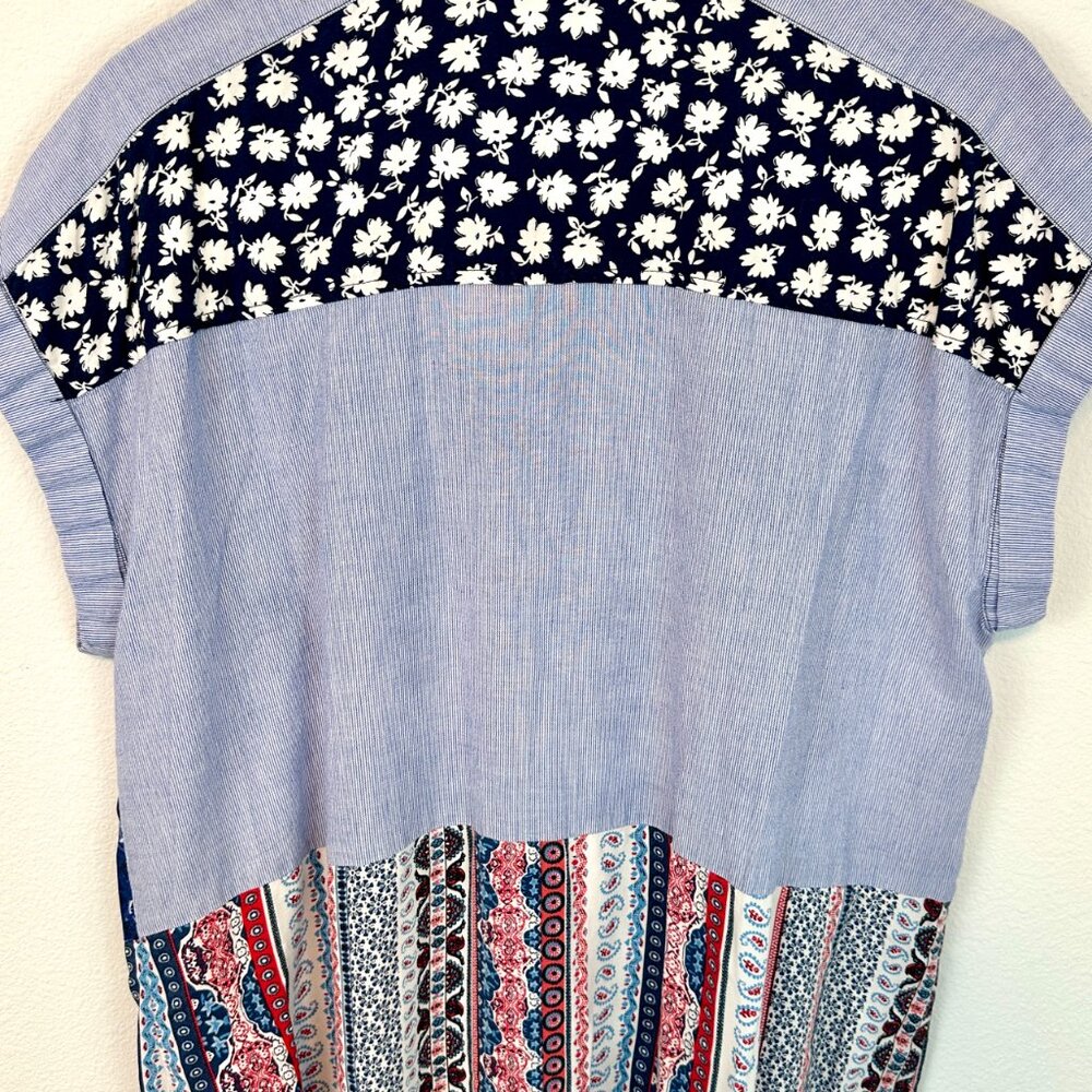Christopher & Banks Oversized Floral Patchwork Style Blouse Size L - Picture 5 of 5